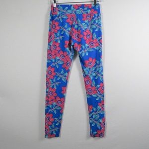 Lularoe Blue Red Flowers Leggings OS